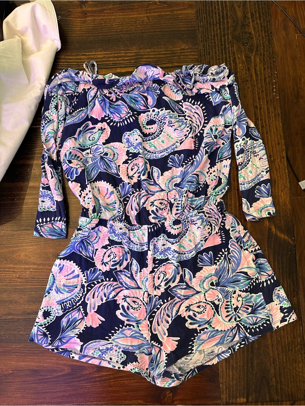 Lilly Pulitzer GIRLS MARGARET OFF THE SHOULDER ROMPER High Tide Holy XXL